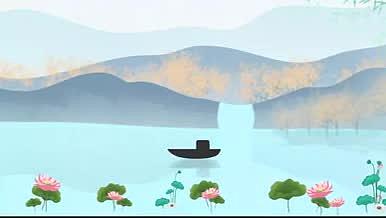 水墨古风意境山水无缝循环背景视频的预览图